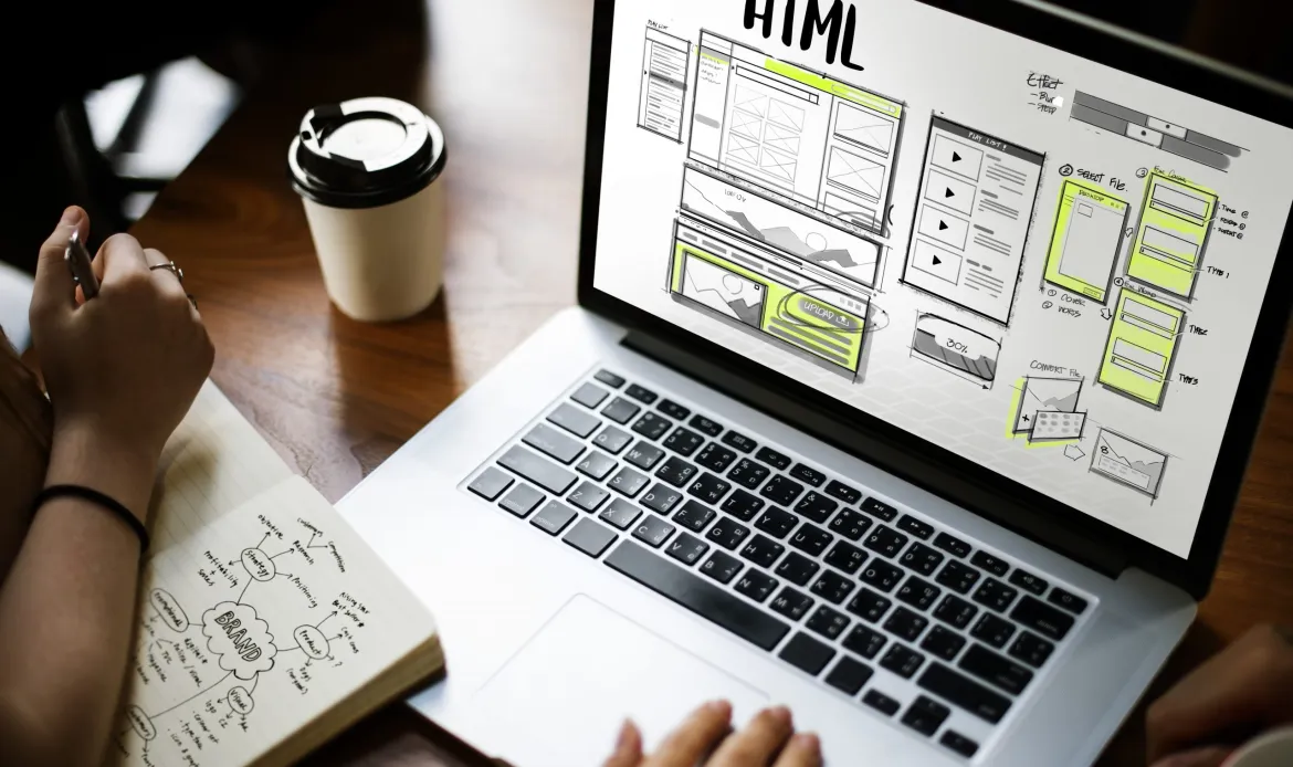 laptop displaying html on the screen